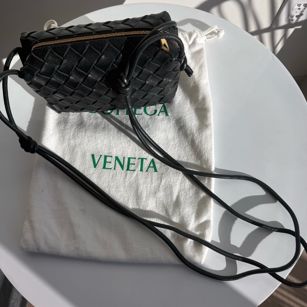 Authentic Bottega Veneta Black Mini Loop Camera Bag